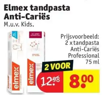 Kruidvat Elmex Tandpasta Anti-Cariës 2 voor aanbieding