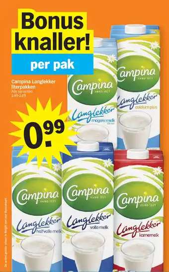 Albert Heijn Campina Langlekker literpakken aanbieding