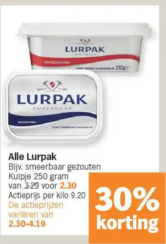 Albert Heijn Alle Lurpak aanbieding