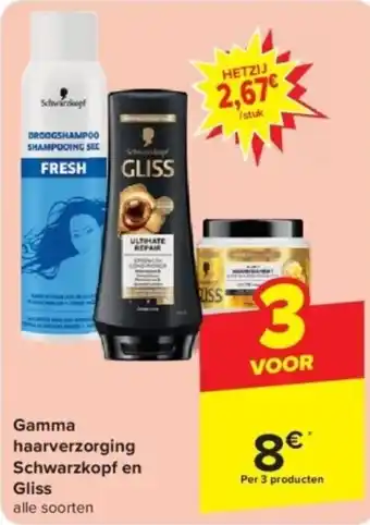 Carrefour Market Gamma haarverzorging Schwarzkopf en Gliss aanbieding