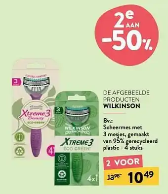 Di Scheermes met 3 mesjes, gemaakt van 95% gerecycleerd plastic aanbieding