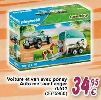 Cora Voiture et van avec poney auto met aanhanger 70511 aanbieding