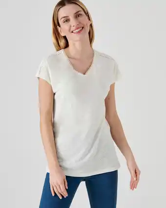 Damart T-shirt brillant mélange lin et viscose aanbieding