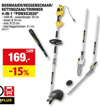 Hubo BOSMAAIER / HEGGENSCHAAR / KETTINGZAAG / TRIMMER 4-IN-1 POWXG3020 aanbieding