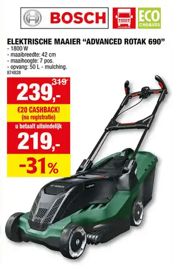 Hubo BOSCH ELEKTRISCHE MAAIER ADVANCED ROTAK 690 aanbieding