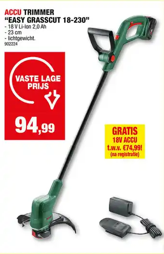 Hubo ACCU TRIMMER EASY GRASSCUT 18-230 aanbieding