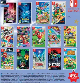 Carrefour Nintendo Switch Pokemon Shining Pearl, Nintendo Switch Pokemon Brilliant Diamond, Snap, Super Mario 3D World aanbieding