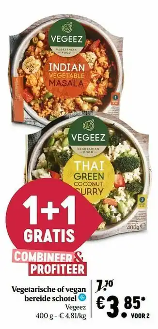 Delhaize Vegetarische of vegan bereide schotel vegeez aanbieding