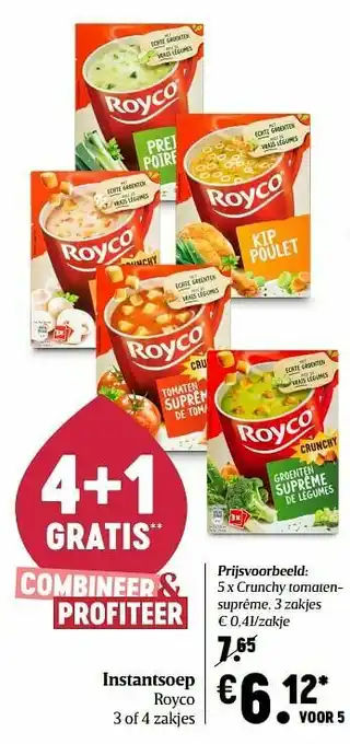 Delhaize Instantsoep royco crunchy tomatensuprême aanbieding