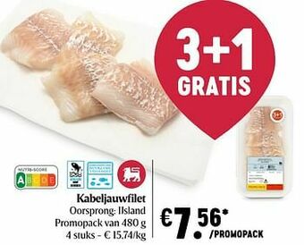 Delhaize Kabeljauwfilet aanbieding