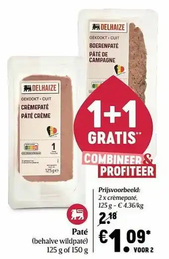 Delhaize Paté crèmepaté aanbieding