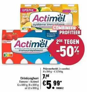Delhaize Drinkyoghurt danone - actimel aardbei aanbieding