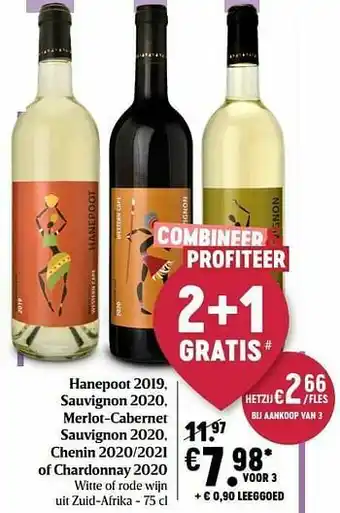 Delhaize Hanepoot 2019 sauvignon 2020 merlot-cabernet sauvignon 2020 chenin 2020-2021 of chardonnay 2020 witte of rode wijn uit zuid-a aanbieding