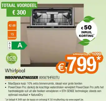 Expert Whirlpool INBOUWVAATWASSER WXW7IHF60TU aanbieding