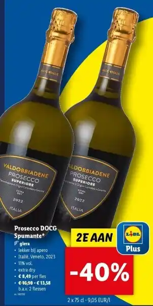 Lidl Prosecco DOCG Spumante aanbieding