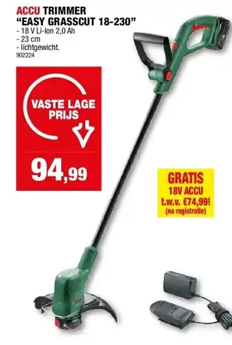 Hubo ACCU TRIMMER “EASY GRASSCUT 18-230” aanbieding