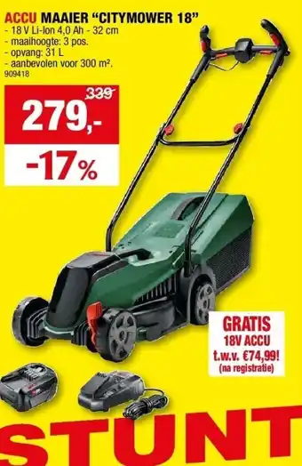 Hubo ACCU MAAIER “CITYMOWER 18” aanbieding