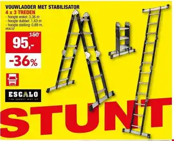 Hubo VOUWLADDER MET STABILISATOR aanbieding