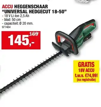 Hubo ACCU HEGGENSCHAAR “UNIVERSAL HEDGECUT 18-50” aanbieding