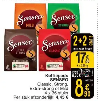 Cora Koffiepads Senseo 4 x 250g aanbieding