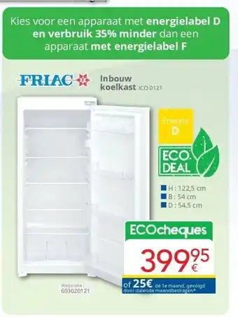 Eldi Inbouw koelkast ICO 0121 aanbieding