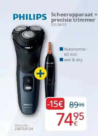 Eldi Scheerapparaat + precisie trimmer S3134/57 aanbieding