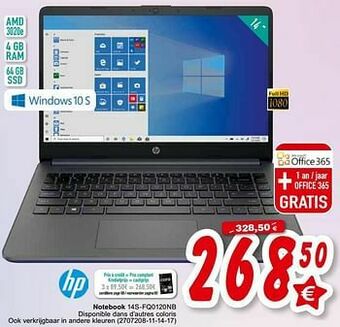 Cora Hp notebook 14s-fq0120nb aanbieding