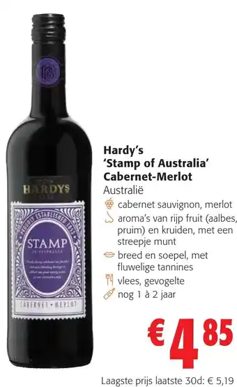 Colruyt Hardy's 'Stamp of Australia' Cabernet-Merlot aanbieding