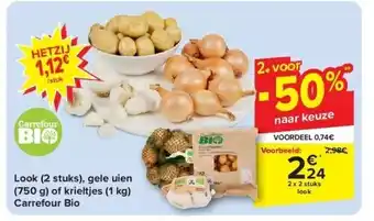 Carrefour Look (2 stuks), gele uien (750 g) of krieltjes (1 kg) Carrefour Bio aanbieding