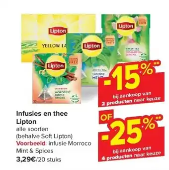 Carrefour Infusies en thee Lipton aanbieding