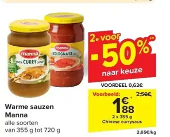 Carrefour Warme sauzen Manna aanbieding