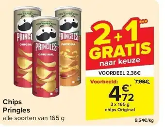 Carrefour Chips Pringles aanbieding