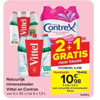 Carrefour Natuurlijk mineraalwater Vittel en Contrex aanbieding