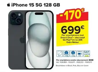 Carrefour iPhone 15 5G 128 GB aanbieding