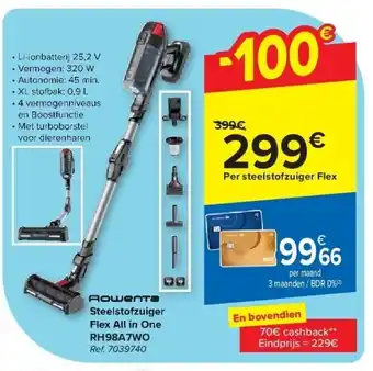 Carrefour Steelstofzuiger Flex All in One RH98A7WO aanbieding