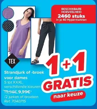 Carrefour Strandjurk of -broek voor dames aanbieding