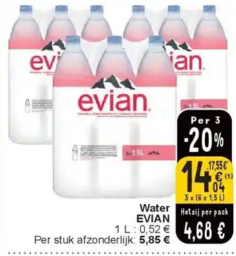 Cora Water EVIAN aanbieding