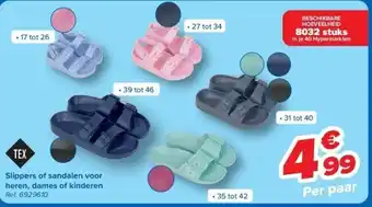 Carrefour Slippers of sandalen voor heren, dames of kinderen aanbieding