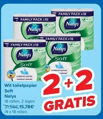 Carrefour Wit toiletpapier Soft Nalys aanbieding