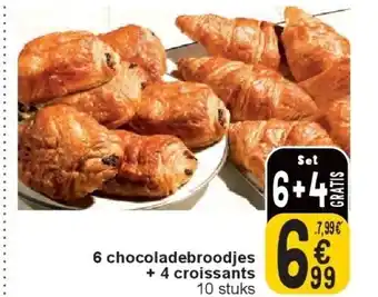 Cora 6 chocoladebroodjes + 4 croissants aanbieding