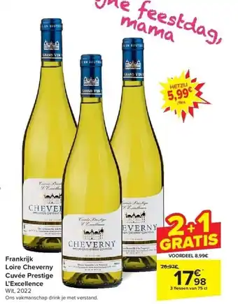 Carrefour Frankrijk Loire Cheverny Cuvée Prestige L’Excellence aanbieding