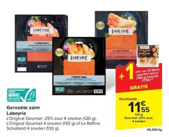 Carrefour Gerookte zalm Labeyrie aanbieding