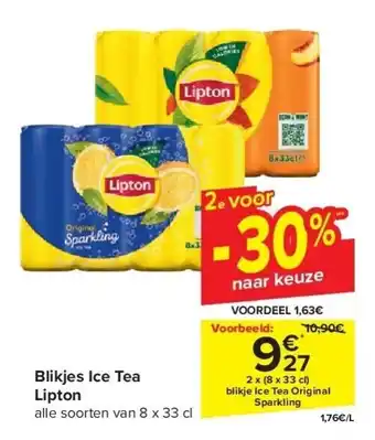 Carrefour Blikjes Ice Tea Lipton aanbieding