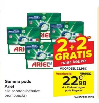 Carrefour Gamma pods Ariel aanbieding