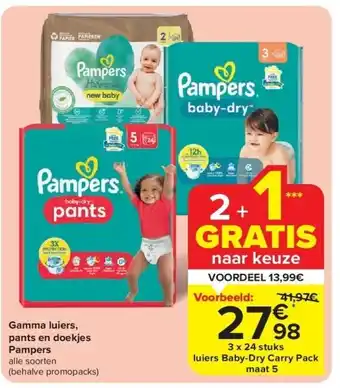 Carrefour Gamma luiers, pants en doekjes Pampers aanbieding