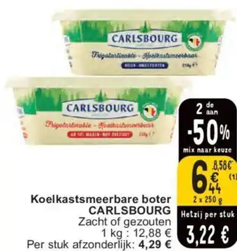 Cora Koelkastsmeerbare boter CARLSBOURG 2 x 250g aanbieding