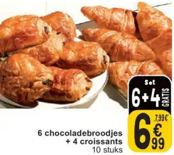 Cora 6 chocoladebroodjes + 4 croissants aanbieding