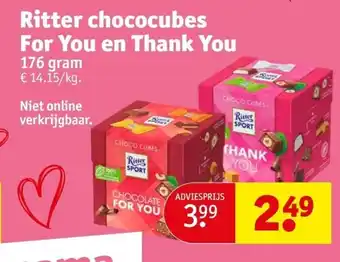 Kruidvat Ritter chococubes For You en Thank You aanbieding