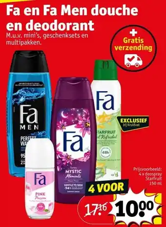 Kruidvat Fa en Fa Men douche en deodorant aanbieding