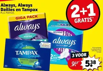 Kruidvat Always, Always Dailies en Tampax aanbieding